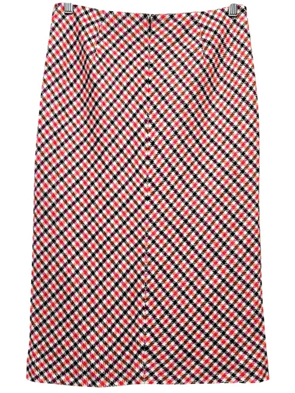 Talbots Womens Size 4 Wool Blend Plaid Button-Front Midi Skirt In Pink & Orange - Picture 3 of 10